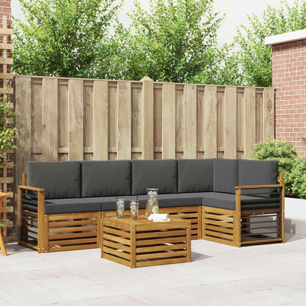vidaXL Sofagarnituren 6 pcs Natur und Anthrazit Massivholz Akazie