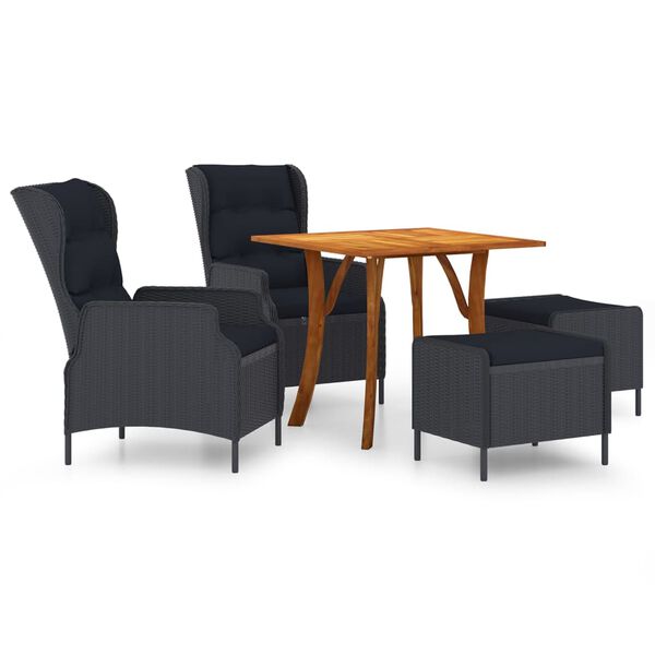 vidaXL 5-tlg. Garten-Essgruppe Dunkelgrau