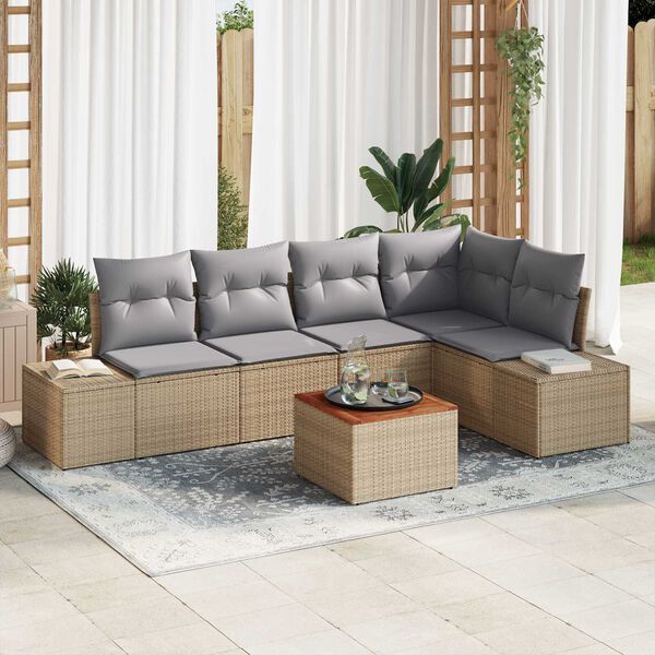 vidaXL Gartensofa-set 6 pcs Beige und Hellgrau Poly-Rattan