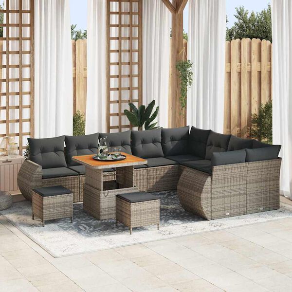 vidaXL Gartensofa-set 12 pcs Grau Poly-Rattan