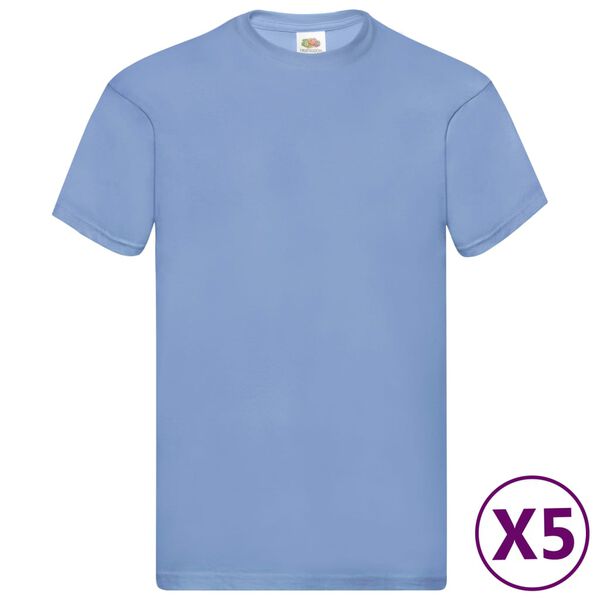 Fruit of the Loom Original T-Shirts 5 Stk. Hellblau XL Baumwolle