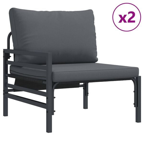 vidaXL Gartensofa-set mit Kissen 10 pcs Schwarz Stahl