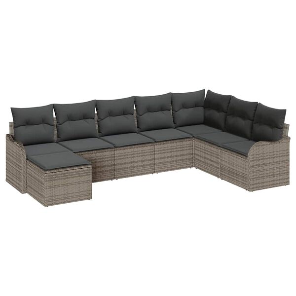 vidaXL Gartensofa-set 8 pcs Grau Poly-Rattan