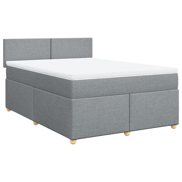 vidaXL Boxspringbett mit Matratze Hellgrau 160x200 cm Stoff
