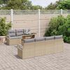 vidaXL Garten-Sofa-Set mit Kissen 8 pcs Beige und Hellgrau Poly-Rattan