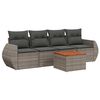 vidaXL 5-tlg. Garten-Sofagarnitur mit Kissen Grau Poly Rattan