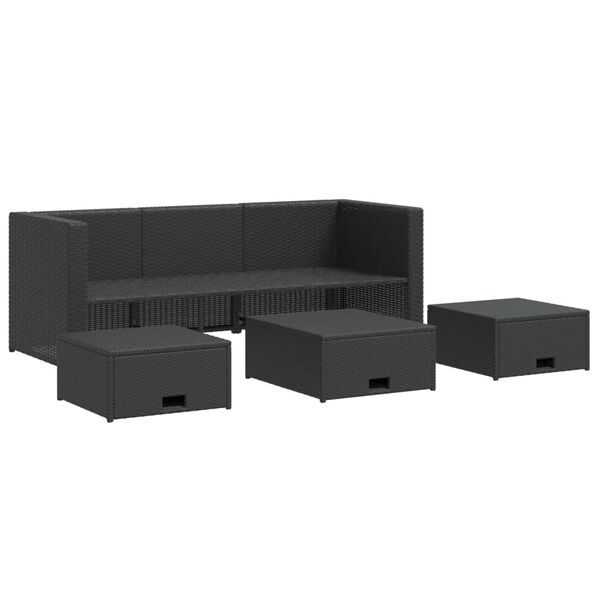 vidaXL 4-tlg. Garten-Lounge-Set mit Auflagen Poly Rattan Schwarz