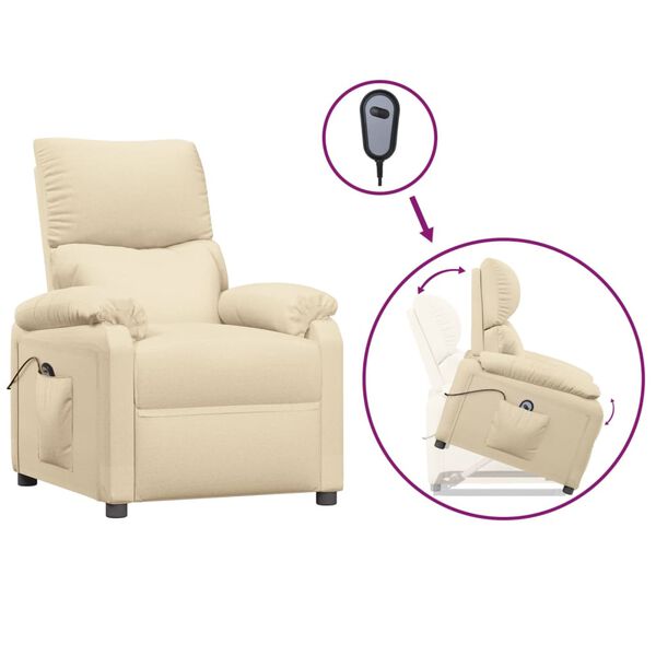 vidaXL Aufstehsessel Creme Stoff