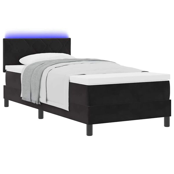 vidaXL LED Boxspringbett mit Matratze Schwarz 100 x 200 cm Samt