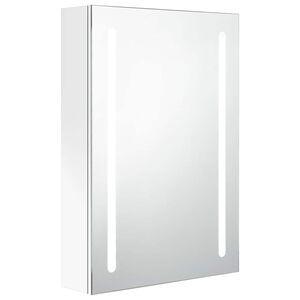 vidaXL LED-Spiegelschrank f&uuml;rs Bad Gl&auml;nzend Wei&szlig; 50x13x70 cm