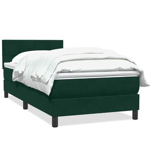 vidaXL Boxspringbett mit Matratze Dunkelgr&uuml;n 80x220 cm Samt