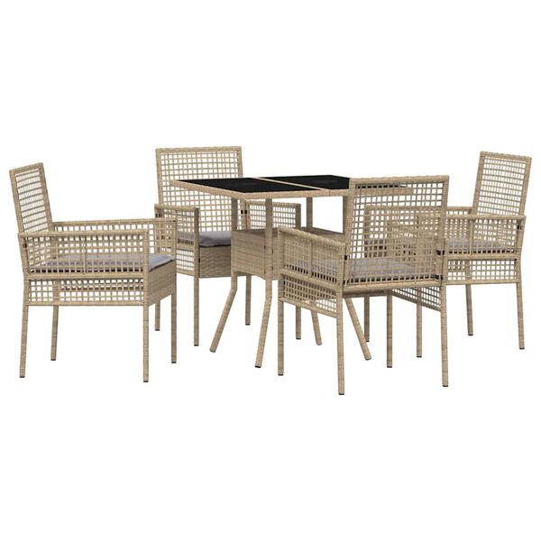vidaXL Garten Essgruppe 5 pcs Beige Poly-Rattan