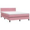 vidaXL Boxspringbett mit Matratze Rosa 160x220 cm Samt