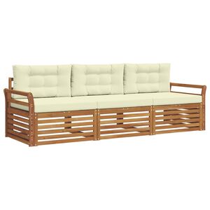 vidaXL Outdoor-Sofagarnitur 3 stk. Natur und Creme