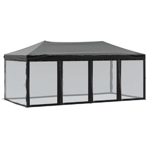 vidaXL Partyzelt Faltbar mit Seitenw&auml;nden Schwarz 3x6 m