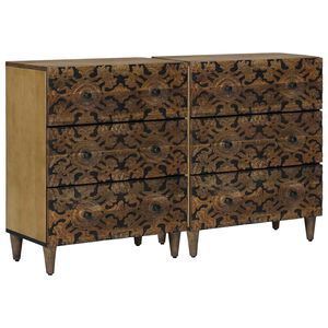 vidaXL Sideboard 2 stk. 60 x 33,5 x 75 cm Massivholz Mango Braun