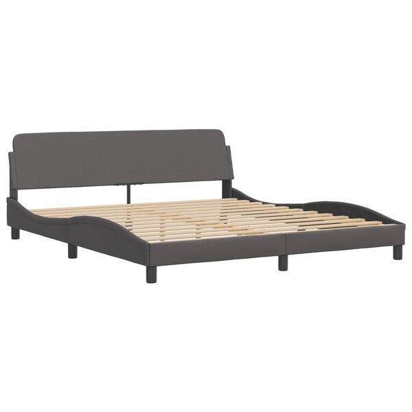 vidaXL Bett "Viana" mit Matratze Grau 180x200 cm Kunstleder