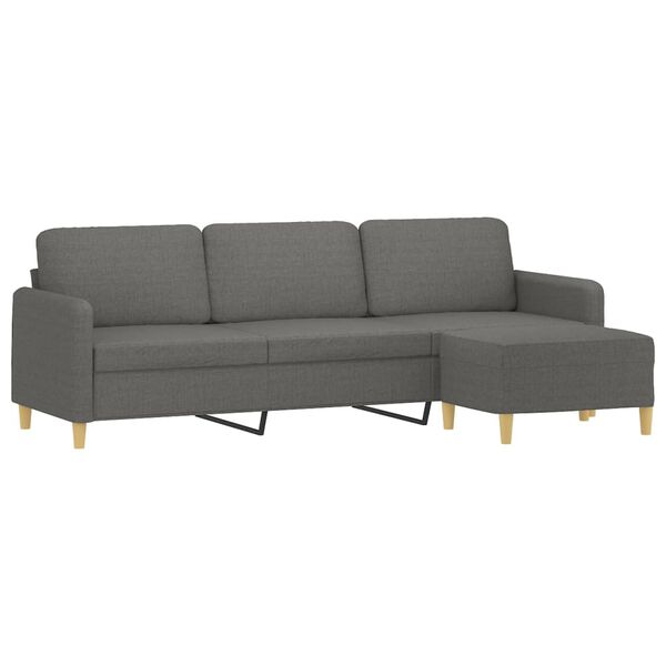 vidaXL 3-Sitzer-Sofa mit Hocker Dunkelgrau 210 cm Stoff