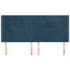 vidaXL Kopfteil mit Ohren Dunkelblau 183x16x118/128 cm Samt