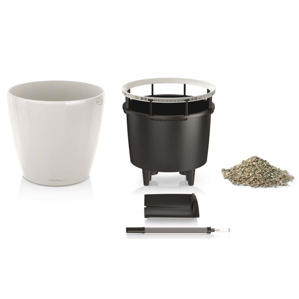LECHUZA Blumentopf CLASSICO LS 28 ALL-IN-ONE Set Hochglanz-Wei&szlig; 16040