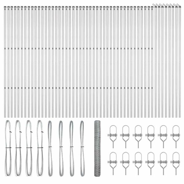 vidaXL Zaunpfosten Silber 100 x 1 m (36 mm Maschenweite) Stahl