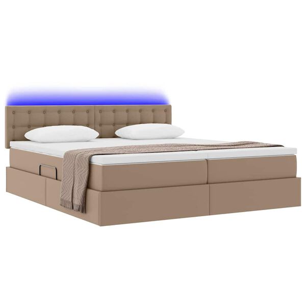 vidaXL Bett mit Stauraum und LED Cappuccino 180 x 200 cm Kunstleder