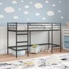 vidaXL Kinderloftbett Schwarz 74,5 x 190 cm Stahl