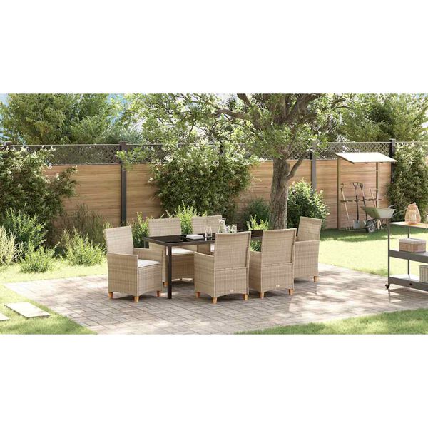 vidaXL Garten Essgruppe 7 pcs Beige Poly-Rattan