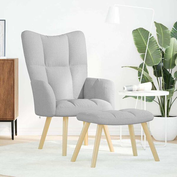 vidaXL Relaxsessel mit Fu&szlig;hocker Wolkengrauer Stoff