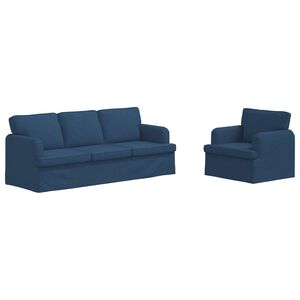 vidaXL Sofa Set 2 stk. Blau Stoff