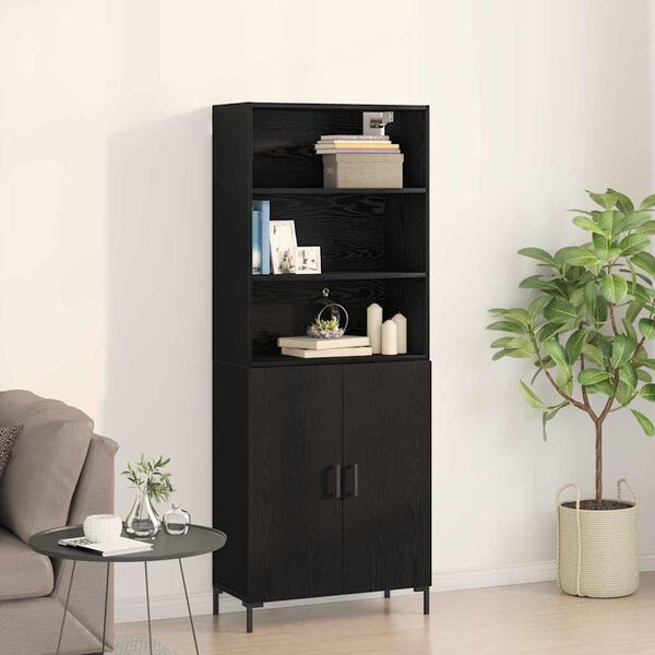 vidaXL Highboard Schwarz Eichen-Optik 69,5 x 34 x 180 cm Holzwerkstoff