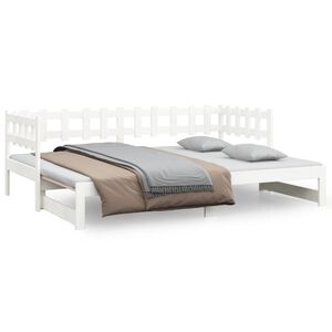 vidaXL Tagesbett Ausziehbar Wei&szlig; 2x(90x200) cm Massivholz Kiefer