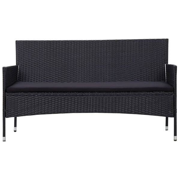 vidaXL 3-Sitzer-Gartensofa mit Auflagen Schwarz Poly Rattan