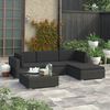 vidaXL 5-tlg. Garten-Lounge-Set mit Auflagen Poly Rattan Schwarz