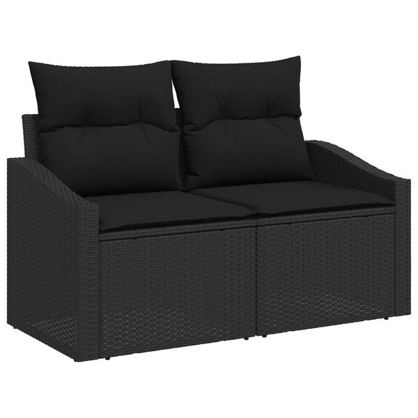 vidaXL Sofa Set mit Kissen mit Kissen 6 pcs Schwarz Poly Rattan