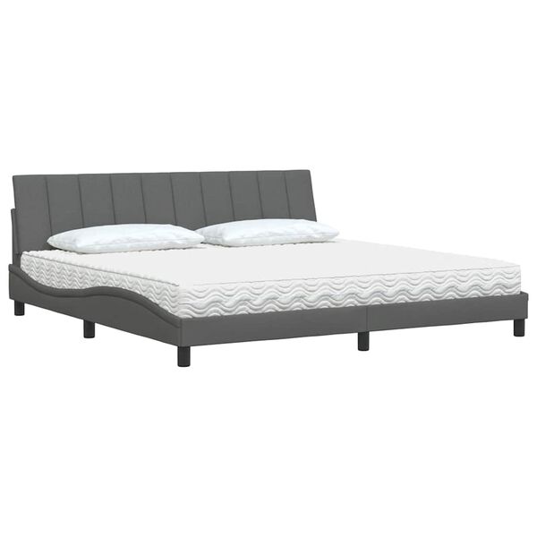 vidaXL Bett mit Matratze "Hanko" Dunkelgrau 200x200 cm Stoff