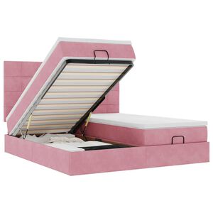 vidaXL Ottoman-Bett mit Matratzen & LEDs Rosa 160x200 cm Samt