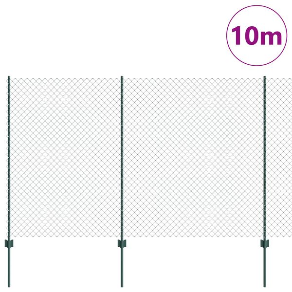 vidaXL Zaun mit Pfosten Gr&uuml;n 1,5 x 10 m Stahl und PVC