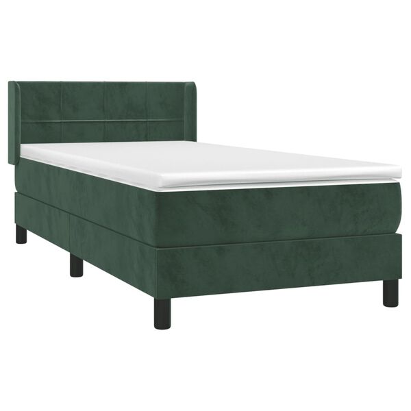 vidaXL Boxspringbett mit Matratze Dunkelgr&uuml;n 90x200 cm Samt