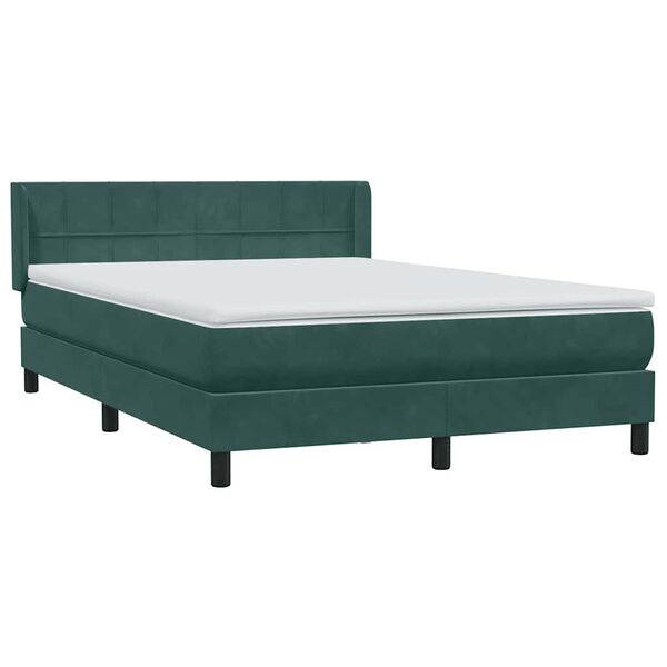 vidaXL Boxspringbett mit Matratze Dunkelgr&uuml;n 160x220 cm Samt