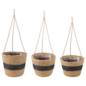 vidaXL 3 Stk. Nat&uuml;rlich und Schwarz &Oslash;26 x 19 cm 100% Seegras