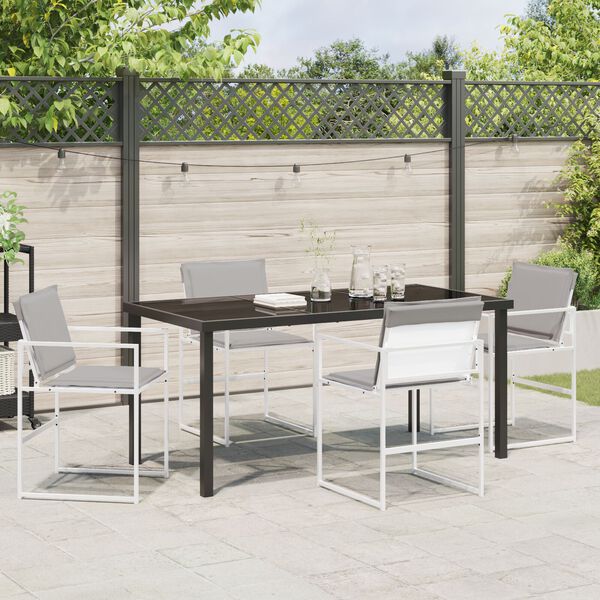 vidaXL Garten Essgruppe 5 pcs Weiß Textilene und Stahl