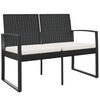 vidaXL Gartenbank 2-Sitzer mit Kissen Schwarz PP-Rattan