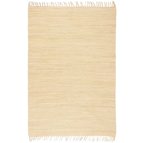 vidaXL Chindi-Teppich Handgewebt Baumwolle 200x290 cm Creme