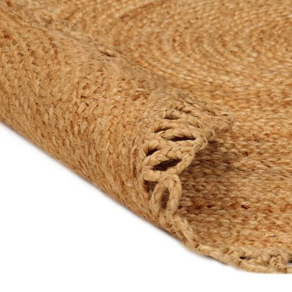 vidaXL Teppich Geflochten mit Wellenrand 180 cm Jute Rund