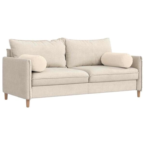 vidaXL Bolsterkissen 2 Stück Beige Ø 25 x 70 cm Mikrofaserstoff