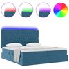 vidaXL Bett mit LED-Lichtleisten Dunkelblau 180 x 200 cm Samt