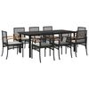 vidaXL 9-tlg. Garten-Essgruppe mit Kissen Schwarz Poly Rattan