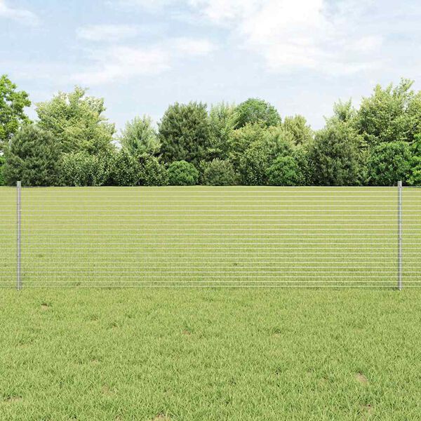 vidaXL Zaun mit Pfosten Silber 0,6 x 25 m Stahl