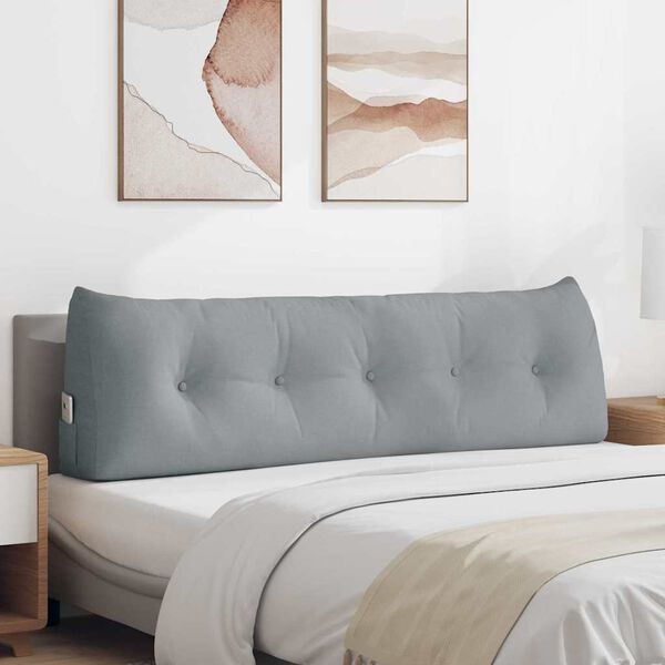 vidaXL R&uuml;cken Kissen Hellgrau 160 x 24 x 50 cm Stoff